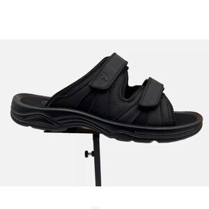 Propet Men's Slip-on Leather Sandal2 Size 11 Black Adjustable Straps Lightweight